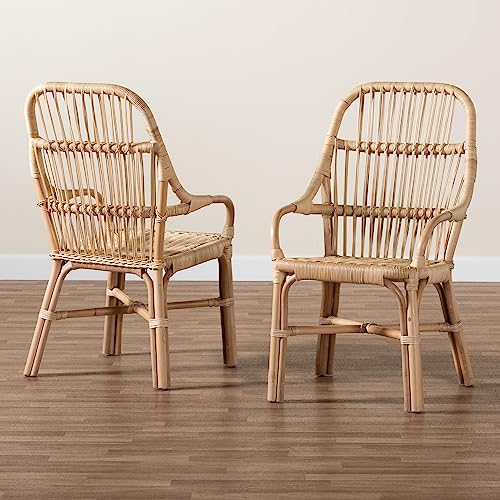 bali & pari Sumatera Modern Bohemian Natural Rattan 2-Piece Dining Chair Set by bali & pari - Image 8