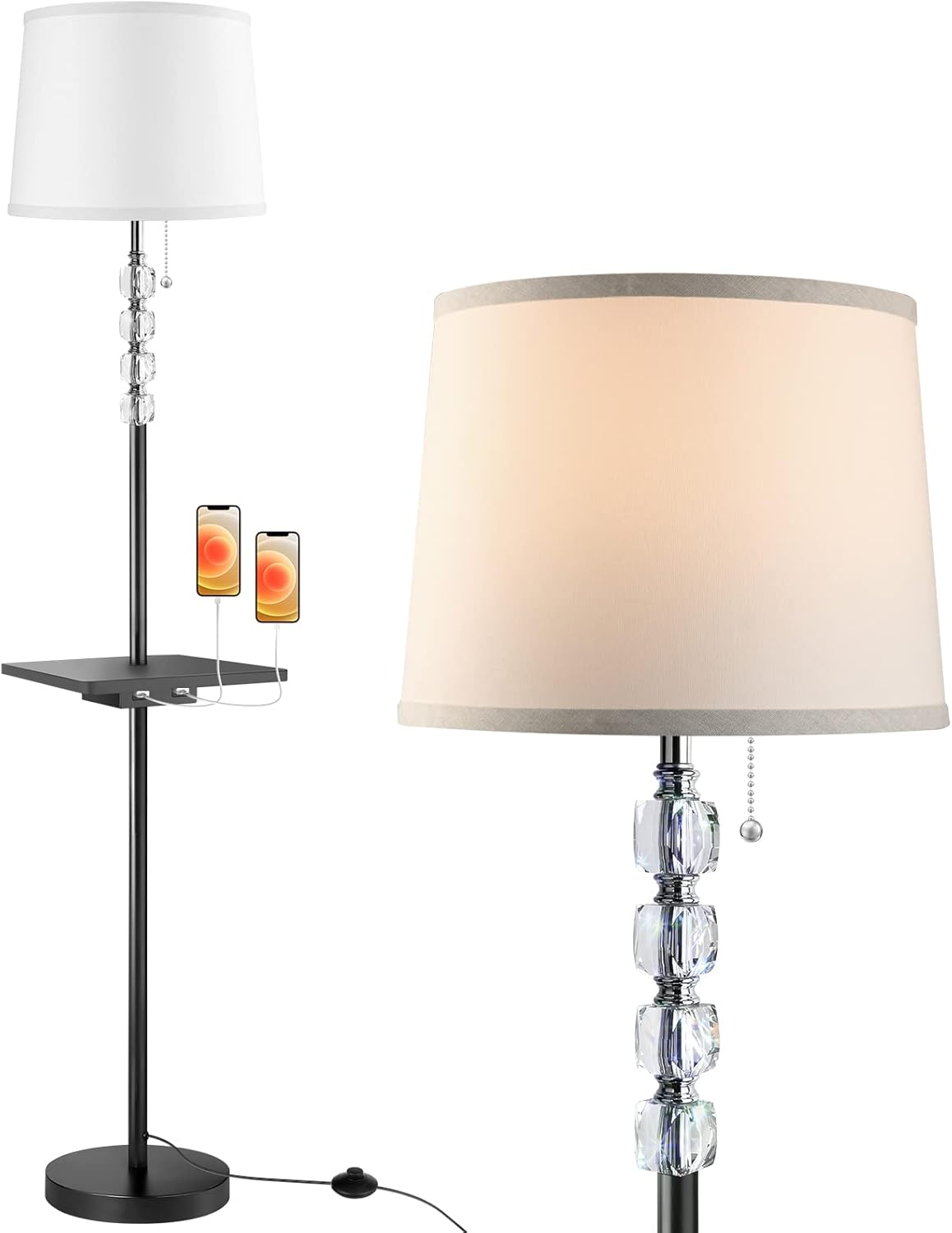 Modern Crystal Tall Floor Lamp with Tray Table, USB Australia Ubuy