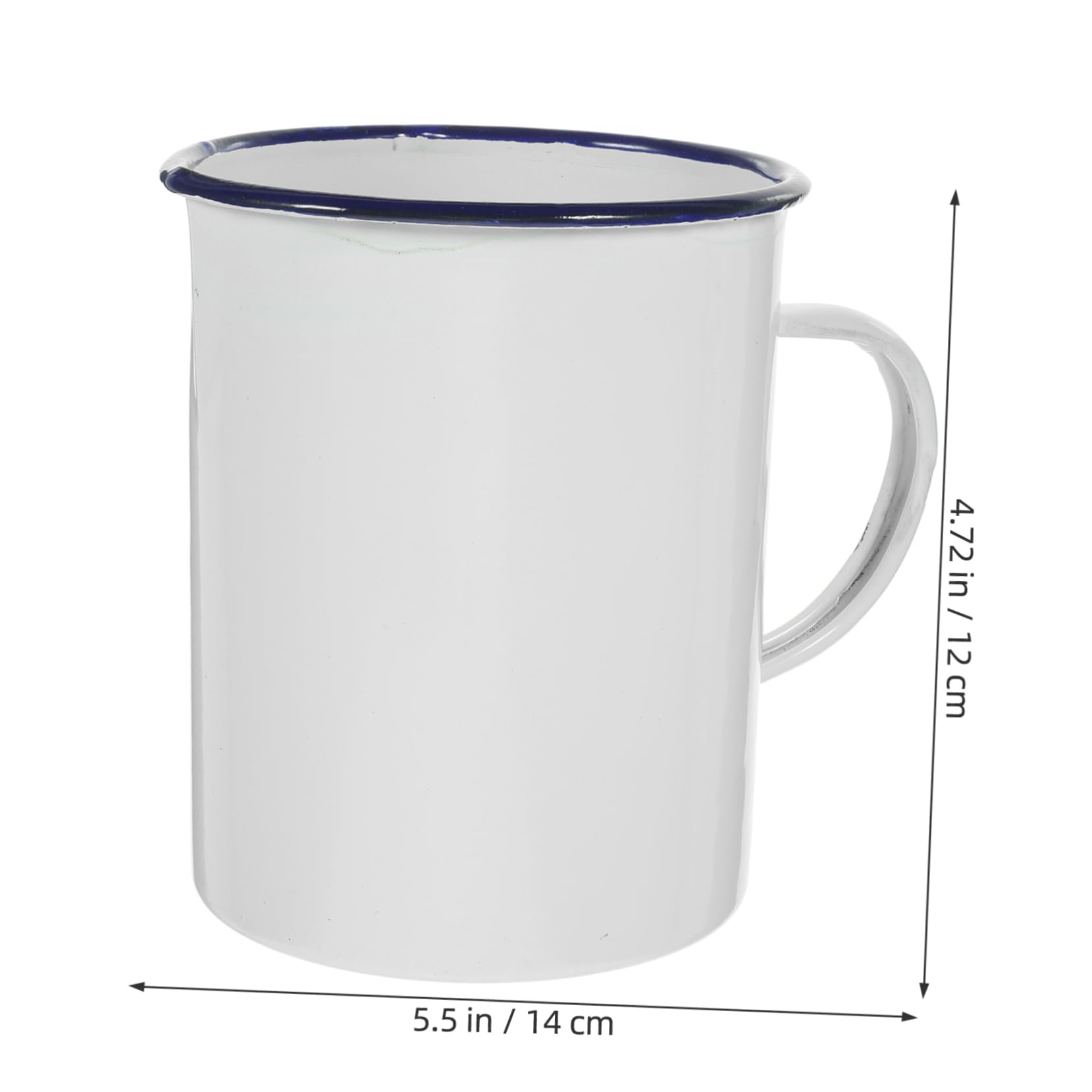 Alipis Emaille Becher Camping 1000ml Weiß Flacher Boden Leicht zu Reinigen für Wohnwagen Wasser Kaffee und Tee Vintage Stil