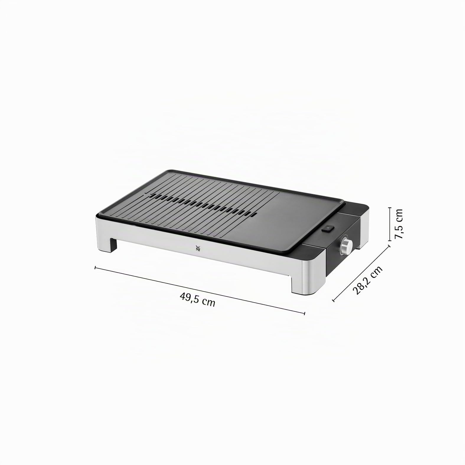 WMF grill et plancha électrique, 2300W, Inox 18/10 Cromargan, Grande surface grill & plancha, Revêtement antiadhésif, Lono 0415340011