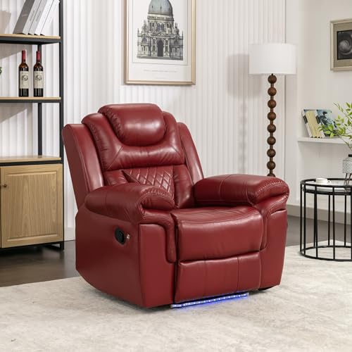Sillón reclinable de cuero sintético Rojo miniatura 1