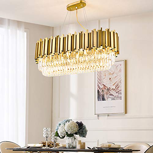 Candelera Cristal Moderno Gold de 6 Luces Estilo Gota de Lluvia 6