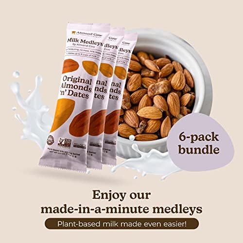 Almond Cow Original Almonds ‘n’ Dates Milk Medleys, Pre-Measured to Make the Perfect Nutty Plant Based Milk, Non Dairy Milk Alternative, Makes Up to 6 Cups of Almond Milk, 175 g, 6 Packs