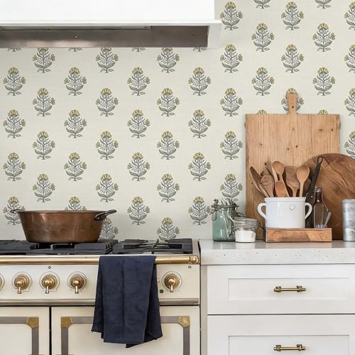 Heroad Vintage Floral Wallpaper Cottage Peel and Stick Wallpaper Retro Flower Contact Paper for Cabinets Drawers Removable Self-Adhesive Wall Paper for Bedroom Stick on Walls Decor Vinyl 17.3''x78.7'' — view 3
