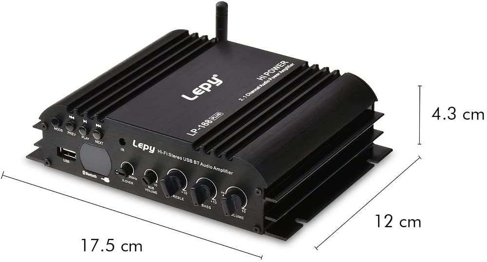 LP-168 Plus Bluetooth 2.1 Canal IR 2X 45W 1x 68W Hi-Fi Estéreo Digital Bajo Audio USB MP3 MP4 DVD Amplificador de Coche con Fuente de alimentación