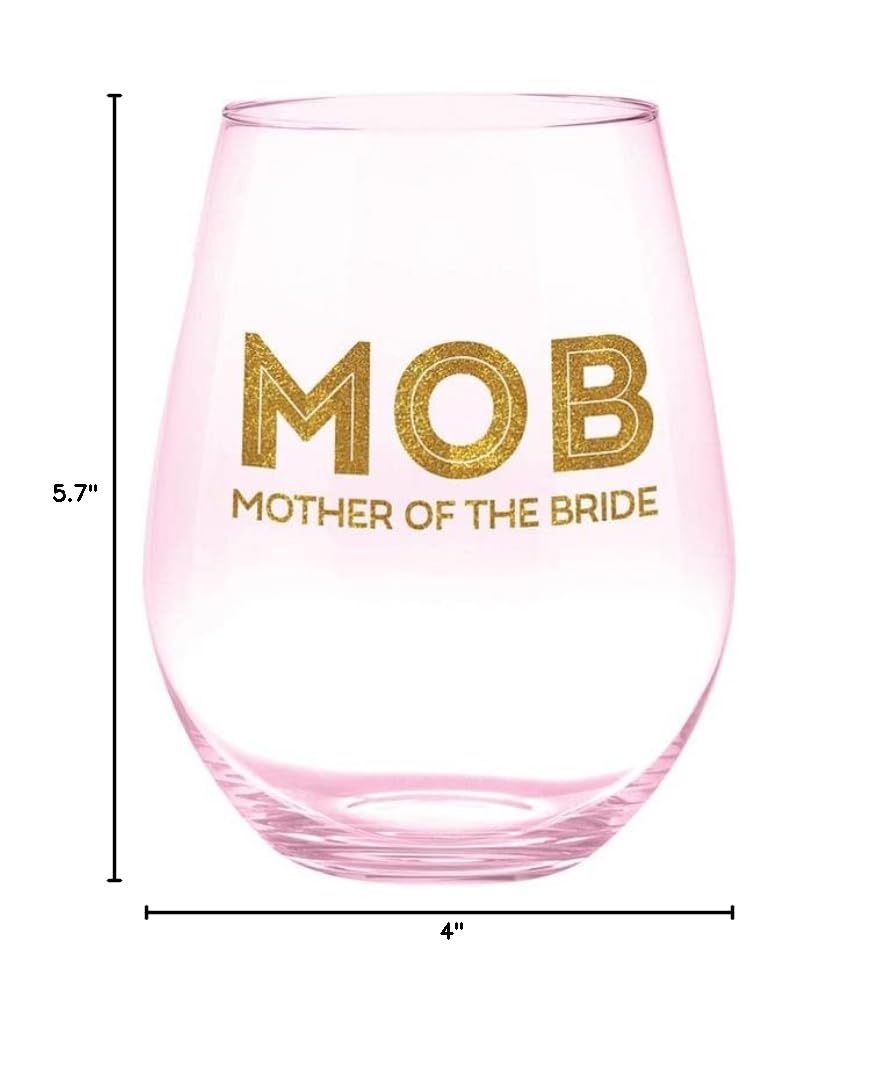 Slant Collections Wedding Wine Glasses Jumbo Stemless Wine Glass Holds a Full Bottle, 30-Ounce, Mother Of Bride