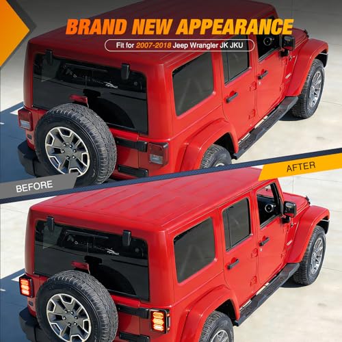 Image of Nilight JK Tail Light LED Red Running Stop Brake Turn Signals Lights White Reverse Back Up DOT APPROVED Smoked Lens Taillight Compatible with 2007-2018 Wrangler JKU