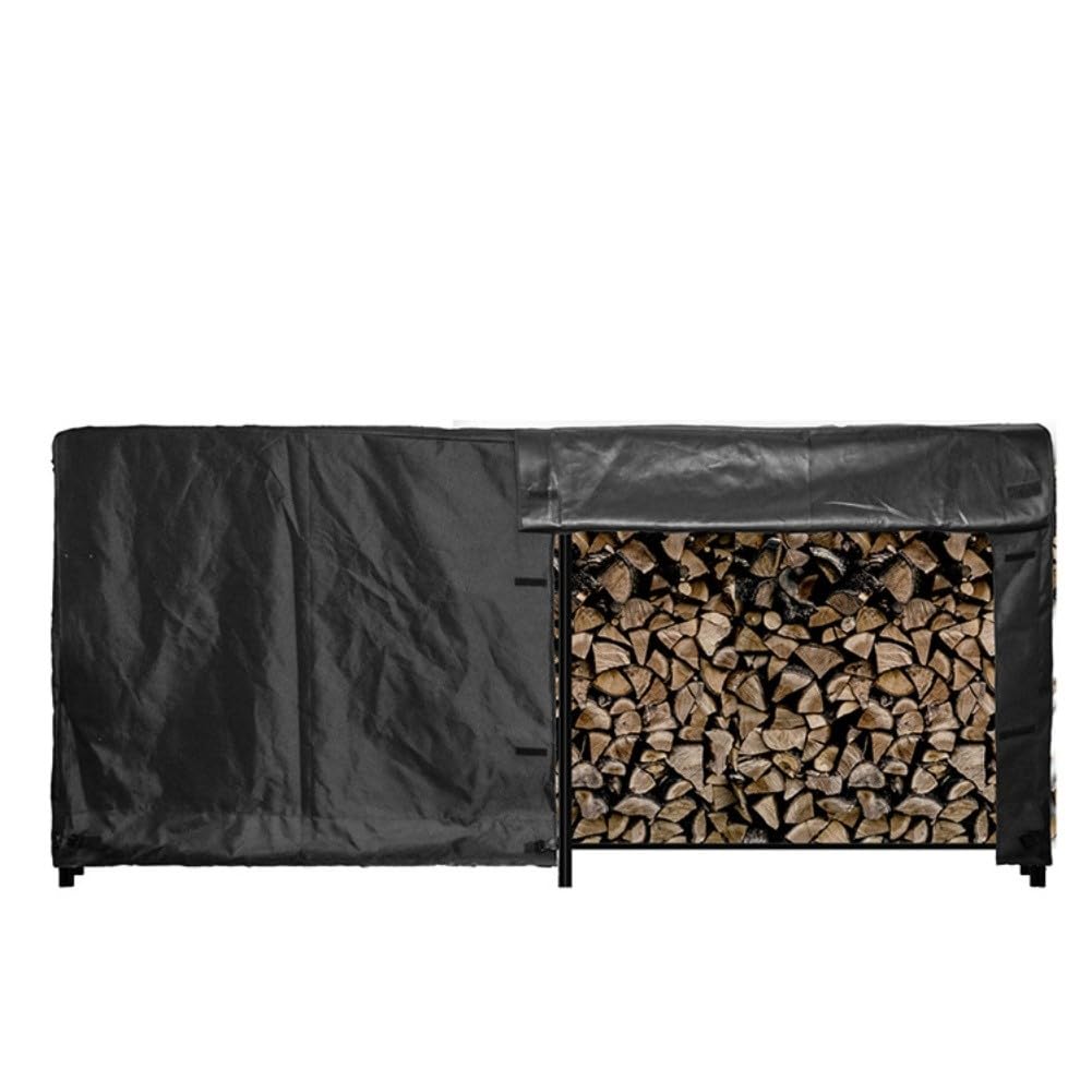 Cubierta para estante de leña de 8 pies para uso en exteriores, 96 x 24 x 42 pulgadas, resistente al agua, Oxford 600D con acceso con cremallera y parte de calentadores radiantes de ajuste