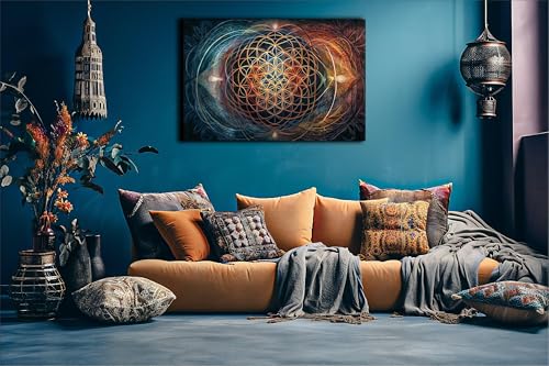 Fleur de vie peinture murale abstraite pour une chambre zen - 5