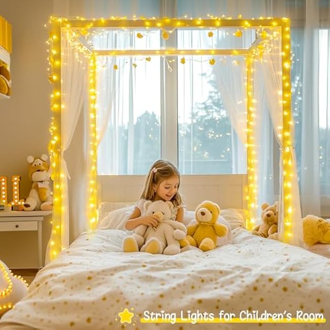 JMEXSUSS 2 Pack Battery Operated String Lights with Remote, Total 66ft 200 LED Classroom Lights, Battery Christmas Light Outdoor Indoor for Bedroom Classroom Dorm Yard Tree Party Decor(Warm White)