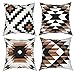 NIANWU Miejski plemienny wzór aztecki beton i drewno akcent poszewka dekoracyjna poszewka na poduszkę poszewki na poduszki do domu i samochodu dekoracja 45 x 45 cm zestaw 4