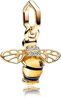 MGIUL Sparkling Bee Dangle Charm for Bracelets Necklaces with 5A Cubic Zirconia,925 Sterling Silver Pendants Beads Jewelry Gift for Women Girls Boys at Christmas,Mother's Day,Birthday, Cubic Zirconia Silver, Cubic Zirconia
