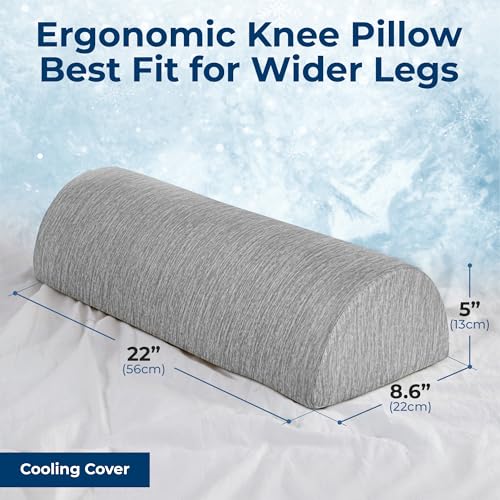 Image of 5 STARS UNITED Knee Pillow for Back Sleeping - Large Half Moon Bolster Pillow for Legs, Under Knee Pillow for Sleeping on Back, Memory Foam Leg Pillow for Back Pain, Arctic Gray