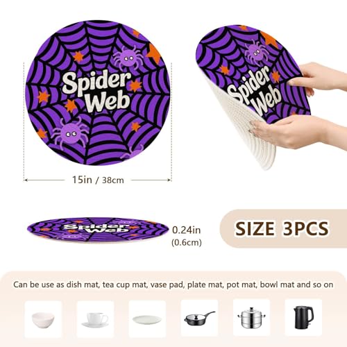 Dessous de plat araignée violette Halloween (lot de 3) de 38,1 cm