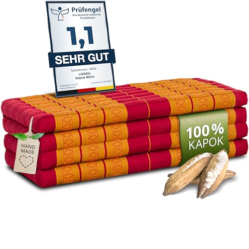 livasia Nachhaltige Klappmatratze aus Kapok - 200x110x8cm - breite Gästematratze,