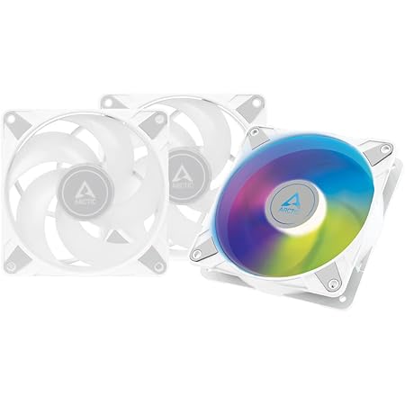 ARCTIC P12 PWM PST A-RGB (3 Pièces) - Ventilateur de boîtier PWM de 120 mm optimisé pour la pression statique, ventilateur semi passif : 0-2000 tr/min, 5V 3 Pin ARGB LED - Blanc