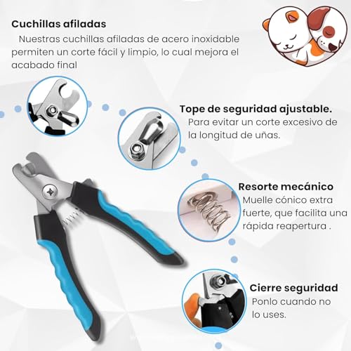 Cortauñas para Mascota - Perro, Gatos - con Protector de Seguridad - Lima - Acero Inoxidable - Protector de Seguridad, Mango Ergonómico Antideslizante - Apto también para Uso Profesional. - imagen 3