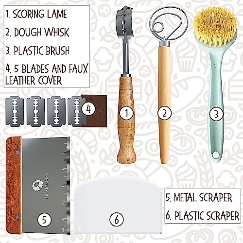 Superbaking Banneton Bread Proofing Basket Set, Oval 10" Sourdough Proofing Basket For Bread Making Tools Supplies, Banneton Basket Sourdough Bread Baking Supplies, Artisan Bread Kit, Gifts For Bakers #TOP2