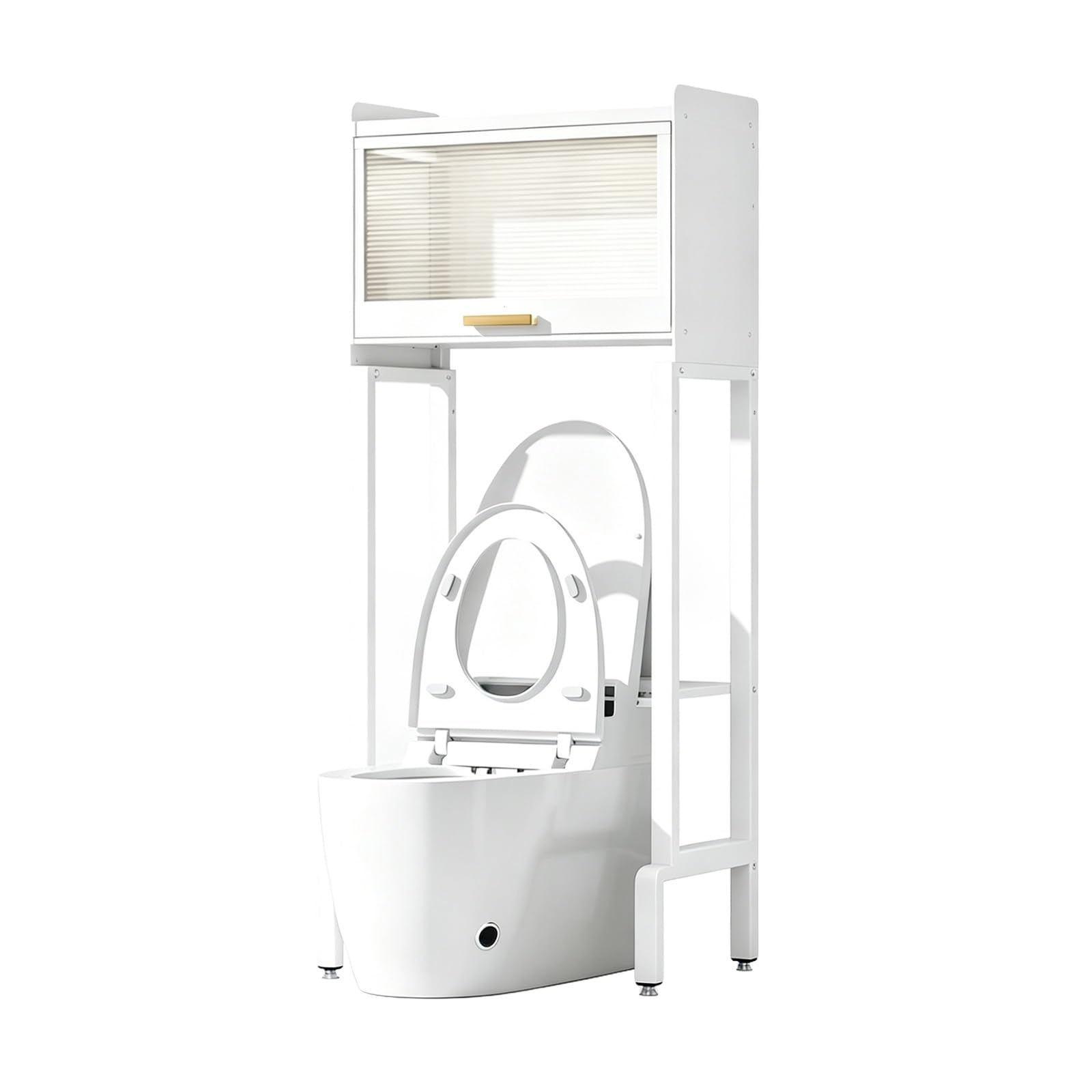 Over the Toilet Storage Cabinet Bathroom Organizer, Stable Anti-Tip Design & Adjustable Shelves, Narrow Space Saver for Restroom(White 2-Tier 20.47x10.24x49.41in)