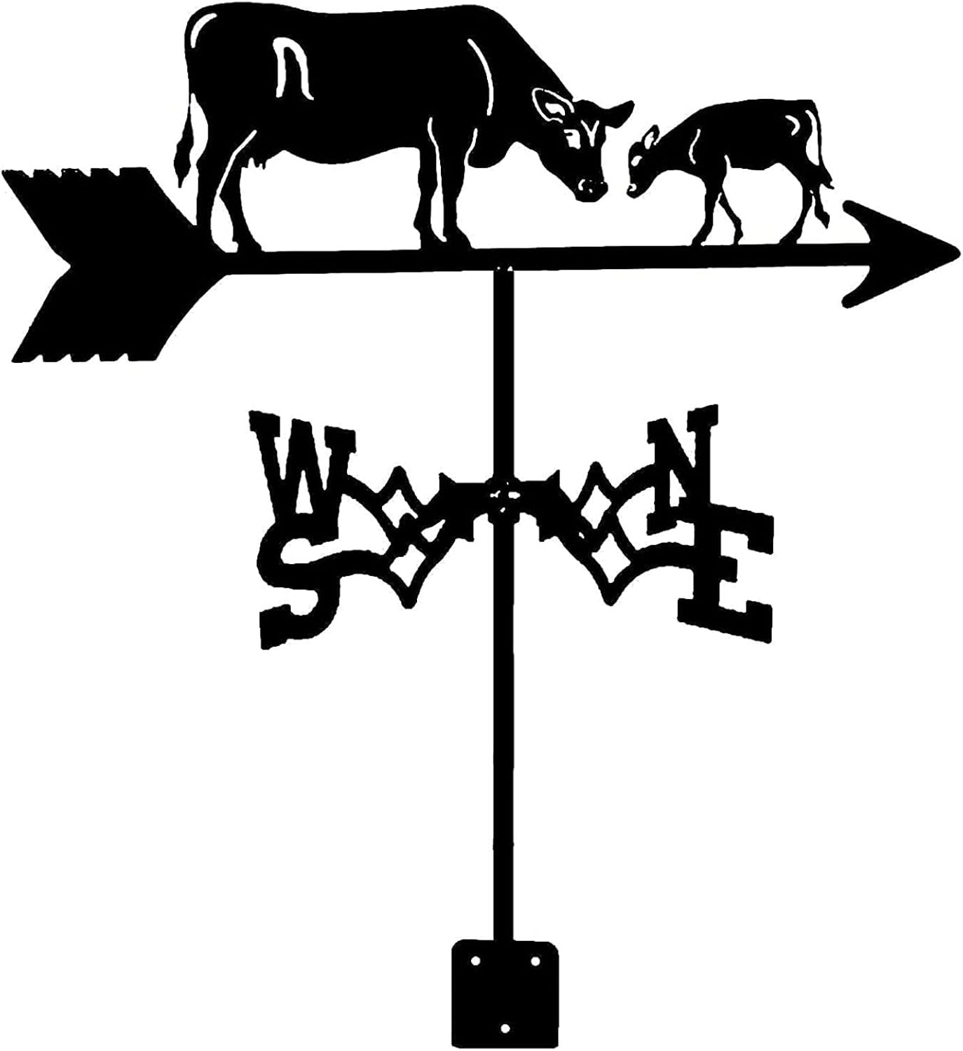 Weather Vane Metal Weathervane Cow and Calf Weather Vane Iron Art Wind Vane Retro Animal Wind Vanes with Roof Mount Decorations for Outdoor Yard Garden