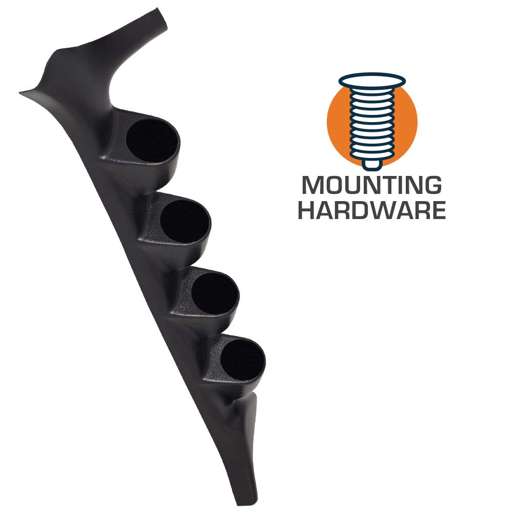 GlowShift Black Quad Pillar Gauge Pod Compatible with Ford F-Series F-250 F-350 Power Stroke 1992-1997 - ABS Plastic - Mounts (4) 2-1/16" (52mm) Gauges