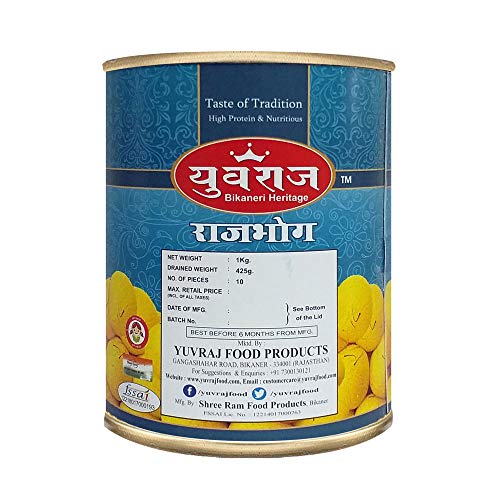 Image of Yuvraj Food Product Sweets Combo of Rasgulla 1 kg and Rajbhog 1 Kg Tin Pack