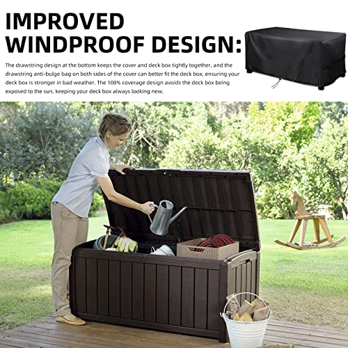 ام ار دبليو اي زد ام اس صندوق وسادة واقي، صندوق تخزين، حافظة واقية للحديقة لصناديق السطح الخارجية وصناديق التخزين، قماش اوكسفورد متين 420D، مقاوم للاشعة فوق البنفسجية، مقاوم للرياح والثلج (132 × 73 × 63 سم)