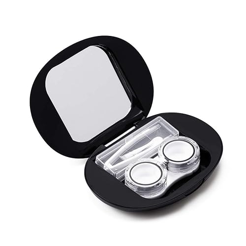 Miniatura 7 de ofone Estuche para lentes de contacto, bonito soporte ovalado para lentes de contacto, estuche de viaje con herramienta de extracción, espejo y