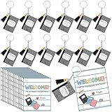 Kigeli 24 Sets Back to School Student Gifts from Teacher Composition Book Acrylic Keychains with Punched Cards Welcome Back to School Gifts Teacher to Rewards & Classroom Incentives