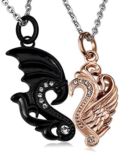 Aeici Best Friend Necklace, BFF Necklace for 2 Matching Necklaces for Couples Angel and Devil Set Pendant