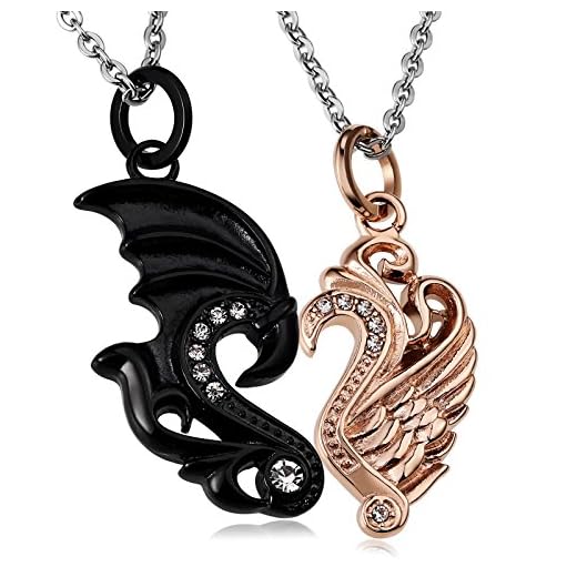 Aeici Best Friend Necklace, Bff Necklace for 2 Matching Necklaces for Couples Angel And Devil Set Pendant