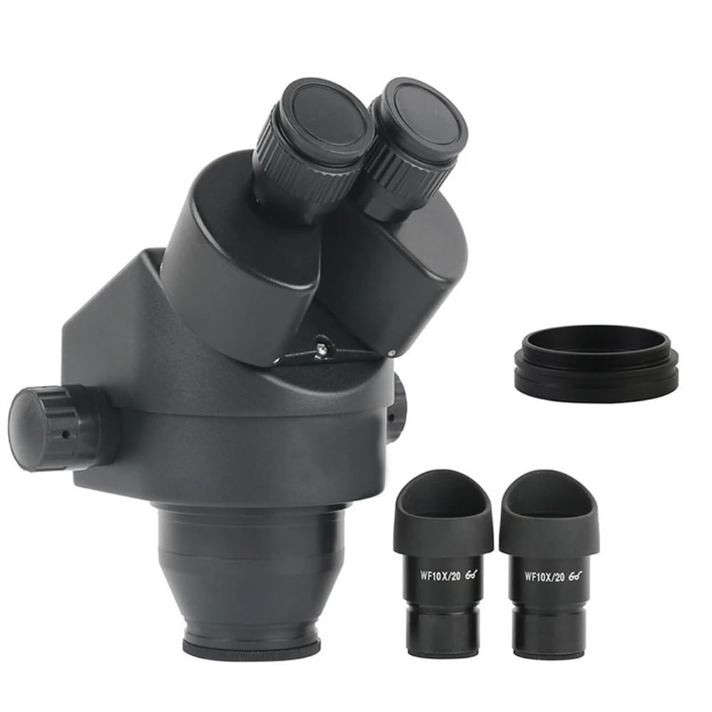 Microscope Continuous Zoom 7X-45X Stereo Binocular Microscope WF10X/20mm Eyepiece Barlow Lens for Phone PCB Soldering, 7X-45X (1X)