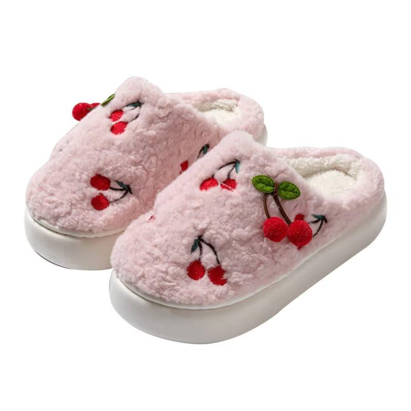 Women Cartoon Fruit Warm Cotton Slippers for Winter Indoor Home Bedroom Walking Hotel