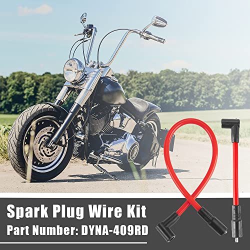 Guteauto Kit de 2 peças de fio de vela de ignição 10,4 mm 10 mm de silicone vermelho DYNA-409RD comp