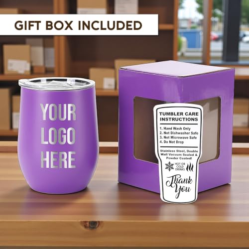 Image of Custom Logo 12 oz Tumblers, Engraved Corporate Gift Stainless Steel Cup
