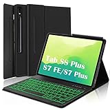 Samsung Galaxy Tab S8+ /S7 FE Case with Keyboard 12.4 Inch, Detachable Wireless Bluetooth Backlit Ke
