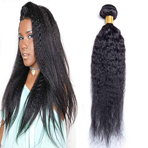 Ali Moda Brazilian Yaki Kinky Straight One Bundle 100% Unprocessed Human Virgin Hair Weave Extensions Natural Color 20 inch