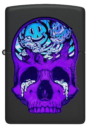 Image of Zippo Skull Moon Design Black Matte, Windproof Pocket Lighter, Refillable, (BIS Certified)