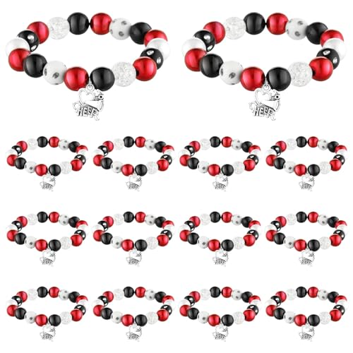 Quelay 12 Pcs Cheer Bracelet Cheerleader Gifts Cheerleading Charm Bracelet Bulk Cheer Jewelry for Cheerleaders Coaches or Team - Main Image