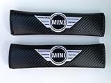 Tamaño: 22,5 cm x 6 cm Efecto de fibra de carbono asiento de coche para almohadillas cinturón. Cooper Clubman Countryman.