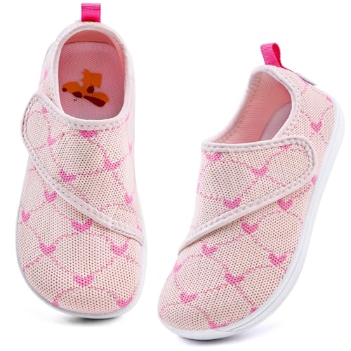 IceUnicorn Baby Barfussschuhe Hausschuhe Kinder Jungen Mädchen Lauflernschuhe Breite Babyschuhe für Kindergarten oder Zuhause(Hellrosa 23EU Weit)