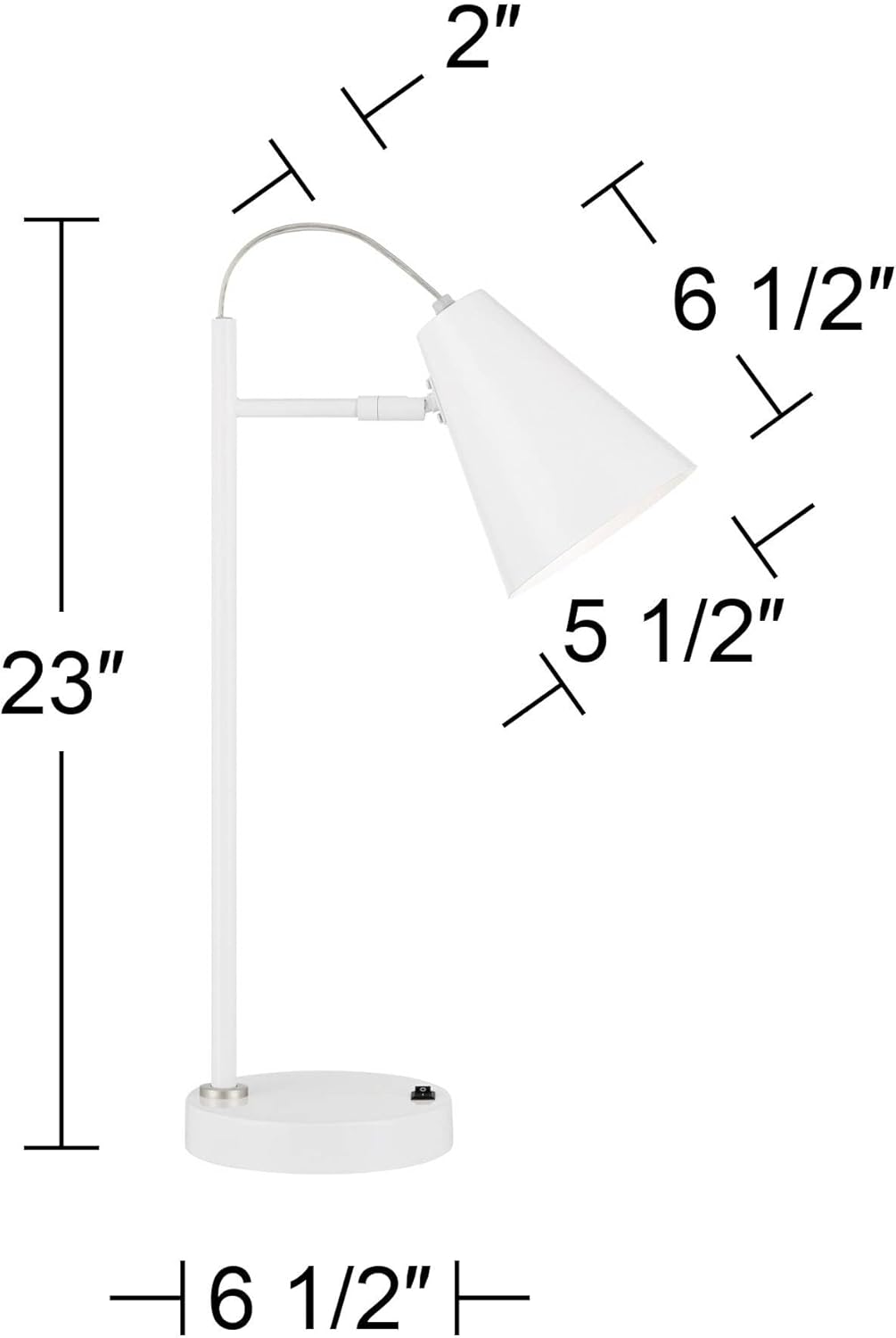 360 Lighting Chase 23" High Small Modern Set of 2 Desk Lamps with USB Charging Ports A+C White Metal Shade Home Office Living Room Bedroom Bedside Nightstand House Reading Kitchen Entryway Console