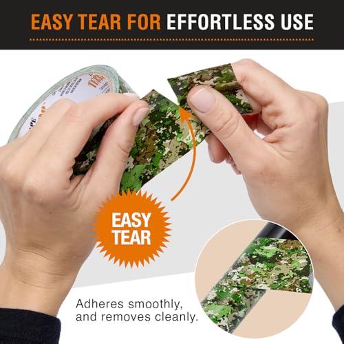 Image of Heavy-Duty Camo Packing Tape (1 Roll) - 48mm x 50m Per Roll | Strong Camouflage Tape for Concealing, Decorating, Crafts, Temporary Fixes, And More, Hunting & Outdoor Use