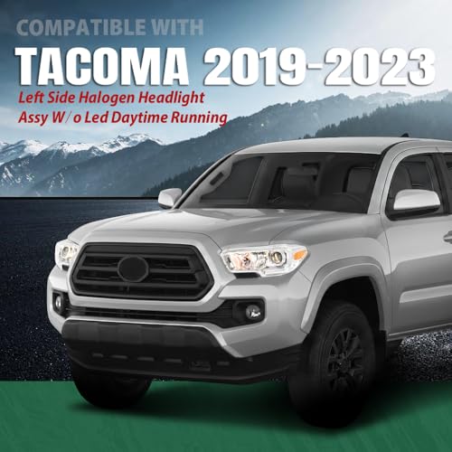 Image of GRAND ORANGE Left Side Headlight Assembly W /O LED Daytime Running Light Front Headlamp Compatible with Toyota Tacoma SR Crew Cab /Extend Cab pickup 2019-2023 White