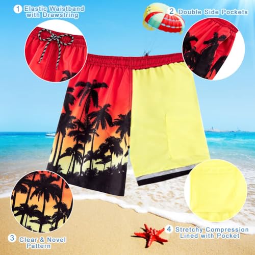 Image of Cozople 7-16T Teen Boys Swim Trunks Quick Dry UPF 50+ Swimwear Bathing Suit for Big Boys Beach Swim Boards Shorts