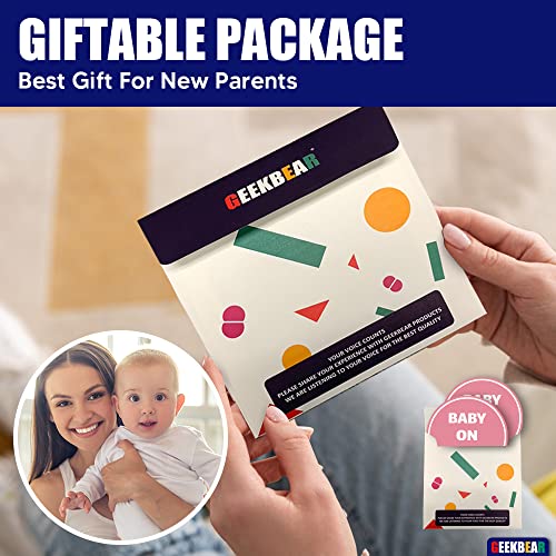 Geekbear Baby On Board Sticker For Cars (Black - 2 Pack) – Circle Type Design As A Car Accessory - Reflective, Weather-Resistant And Eye-Catching - Gift For New Parents #TOP3