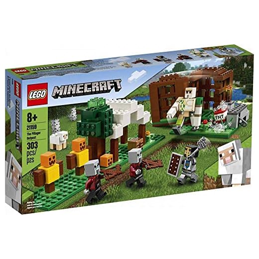LEGO Minecraft The Pillager Outpost 21159 Awesome Action Figure Brick Building Playset for Kids Minecraft Gift, New 2020 (303 Pieces)