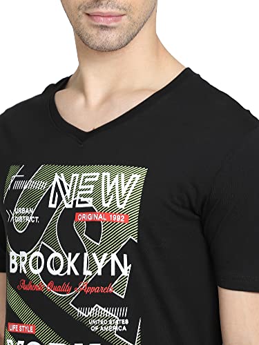 Image of DYCA by Bodycare Men's V Neck Half Sleeves T-Shirt, Cotton Graphic Print Tshirt, Casual Wear T Shirt for Man