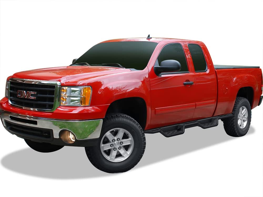 APS Wheel to Wheel Black 6in Drop Down Style Nerf Bars Running Boards Compatible with Chevy Silverado GMC Sierra 2007-2018 Double Cab Extended Cab 6.5ft Bed & 2500 3500 2019 (Exclude 07 Classic)