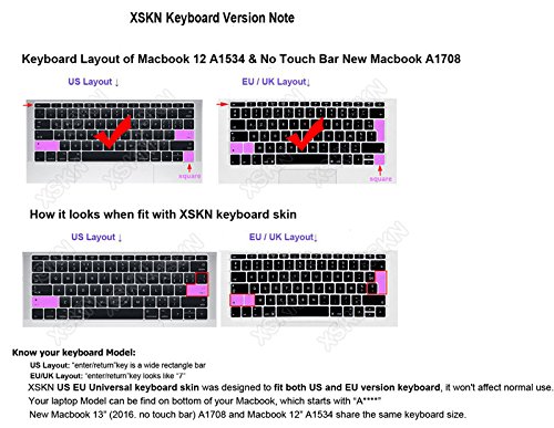 Xskn Italian Black Silicone Keyboard Skin Cover For Flat Keys New Macbook Pro 13 (2016 Released A1708, No Touch Bar) And Macbook 12 (2015 Released A1534), Us Eu Version #TOP6